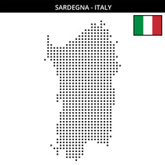 Medium square dotted map of sardegna in Italy