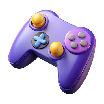 Purple gamecube controller isolated on transparent background