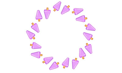 Round Grape Ice Cream Pixel Art Frame, Transparent PNG for Summer Digital Design and Crafts