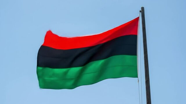 Juneteenth flag waving celebrating freedom and emancipation day for Pan African Unity Black History Month, Juneteenth, MLK, Kwanzaa