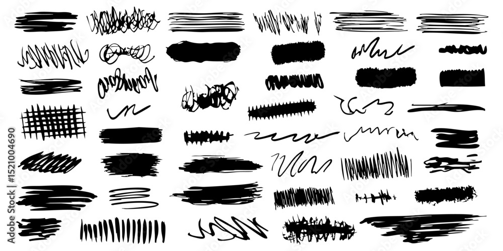 Poster abstract scribble and doodle set. creative expression and design elements collection. isolated vecto
