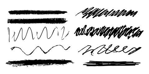 Obraz premium Abstract Brush Stroke And Scribble Set. Artistic Expression And Creativity Collection. Isolated Vector Illustration