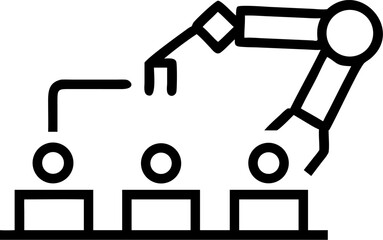 robotic production vector outline icon on white or transparent background