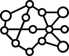 neural network vector outline icon on white or transparent background