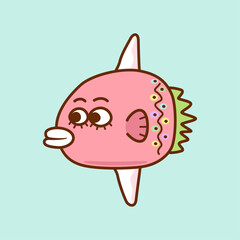 カラフルなピンク色のマンボウ／Colorful pink sunfish
