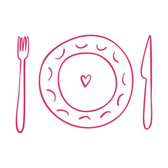 Cute Scribble Tableware with ornament. Perfect for wedding party invitation, posters, logo of event organizer