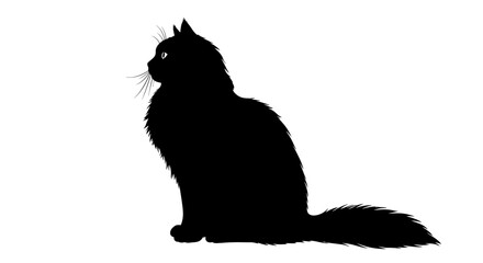 Elegant Black Cat Silhouette Profile View