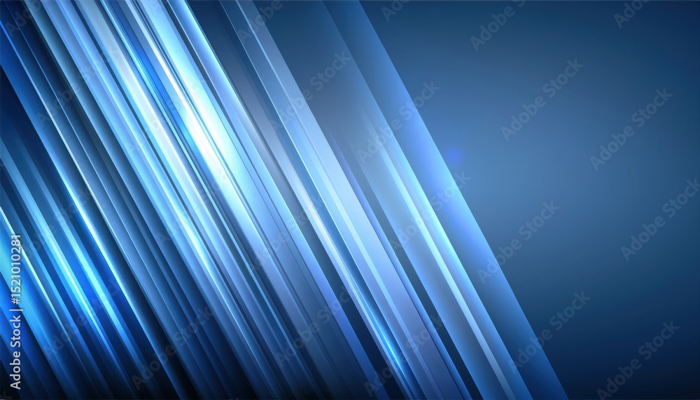 Poster  futuristic blue light beams background with diagonal glowing lines and smooth gradient layers for tech branding, digital wallpaper, print template, or abstract web design