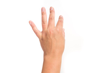 Obraz premium hand isolated on white background including clipping path. Female hand on white.