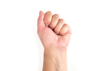 hand isolated on white background including clipping path. Female hand on white.