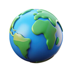 Earth globe showing continents and oceans isolated on transparent background