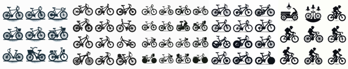 Obraz premium Vector set image silhouette of bicycle.