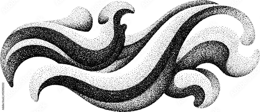 Poster abstract curved dots and flowing lines pattern for artistic design
