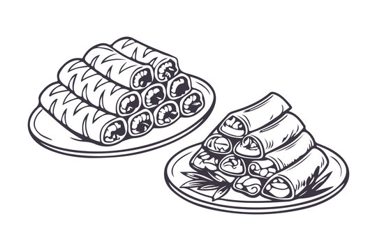 Lumpia Traditional Food Indonesia Vector Illustration