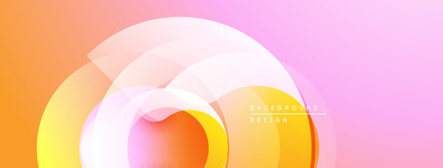 Abstract design features overlapping circles. Warm colors blend, creating soft gradients. Minimalist aesthetic, modern feel. Background suggests innovation.