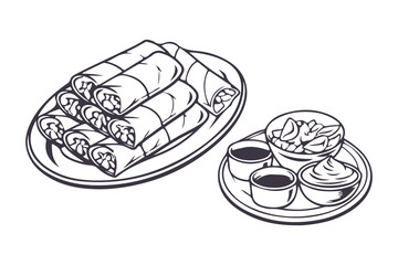 Lumpia Traditional Food Indonesia Vector Illustration