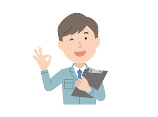 OKサイン,男性作業員ヘルメットなし