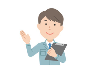 案内,男性作業員ヘルメットなし