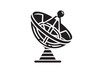 Large satellite dish antenna silhouette vector, Large satellite dish antenna icon
