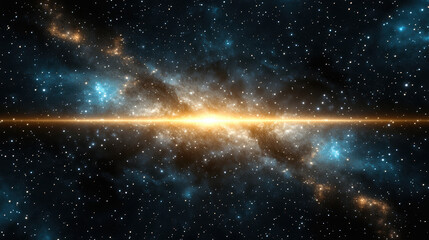 Fototapeta premium Cosmic dust particles scatter across starry galaxy, creating mesmerizing view of universe