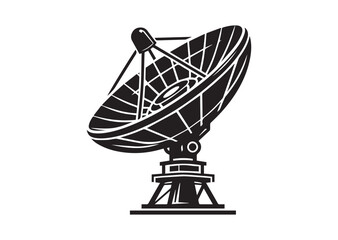 Large satellite dish antenna silhouette vector, Large satellite dish antenna icon