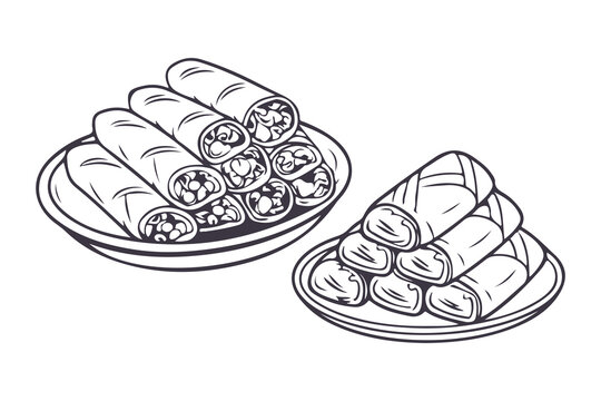 Lumpia Traditional Food Indonesia Vector Illustration