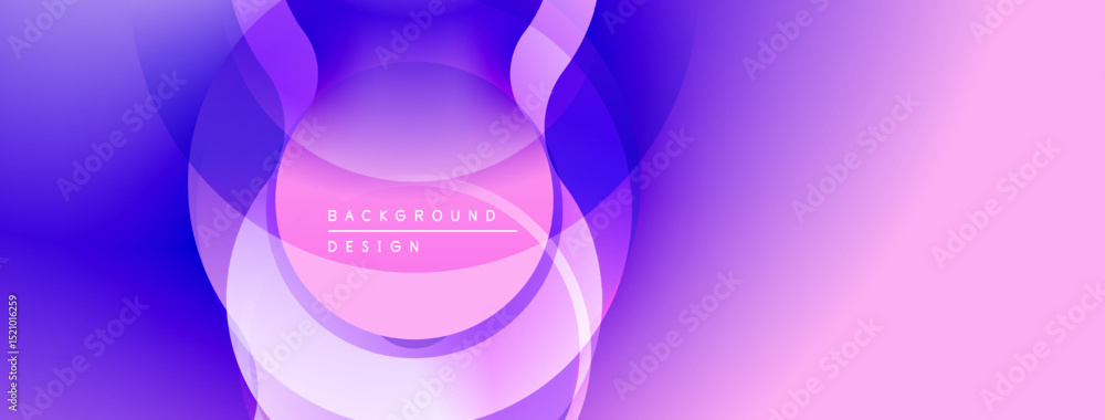 Poster Abstract purple, pink layers create flowing dynamic background. Modern design with gradient effect, smooth shapes.