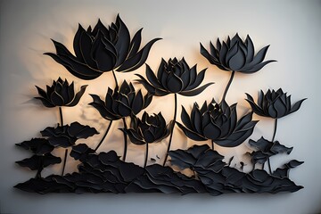 sofa in the living room with black lotus in the hall