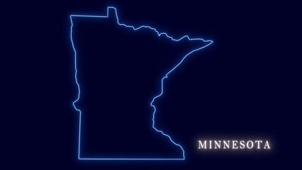 United States MMinnesota Abstract Futuristic Neon Map