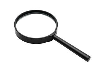 Isolated Magnifying Glass with Black Frame and Clear Lens for Exploration