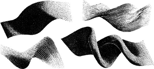Abstract engraved wave patterns with digital noise for artistic design