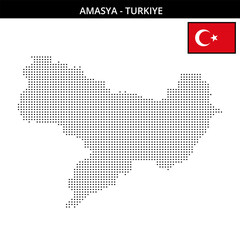 Obraz premium Small square dotted map of amasya in Turkiye