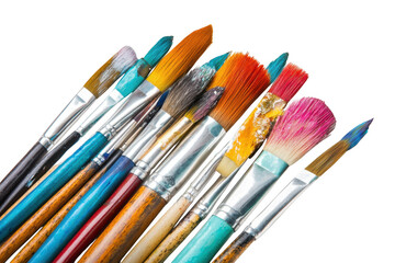 Obraz premium Assortment of colorful paint brushes isolated on transparent background