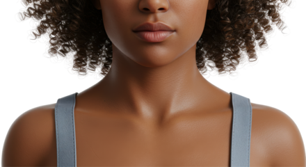 Isolated Close-Up of a Woman's Torso with Gray Tank Top