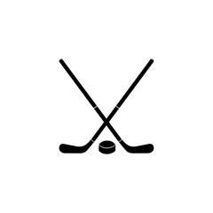 Black hockey stick icon on a white background. Vector illustration.