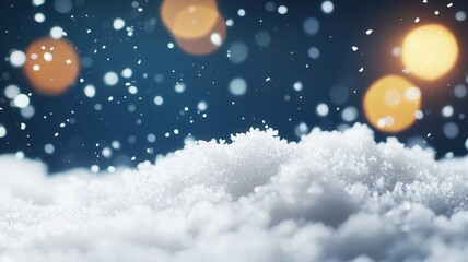 Fototapeta premium in christmas winter snowflake decoration standing on snow with falling blurred golden lights White background