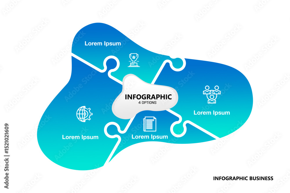 Aufkleber infographic 4 step with shape puzzle for presentation business and website. vector eps