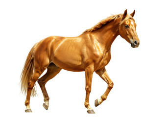 Naklejka premium Isolated Golden Horse Walking Elegant Stride