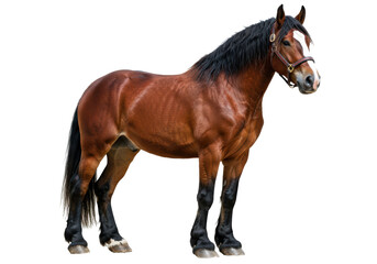 Obraz premium Isolated Majestic Brown Horse Standing Proudly in Stately Pose