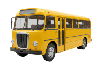 Isolated Vintage Yellow Bus Evoking Classic School Transportation Nostalgia