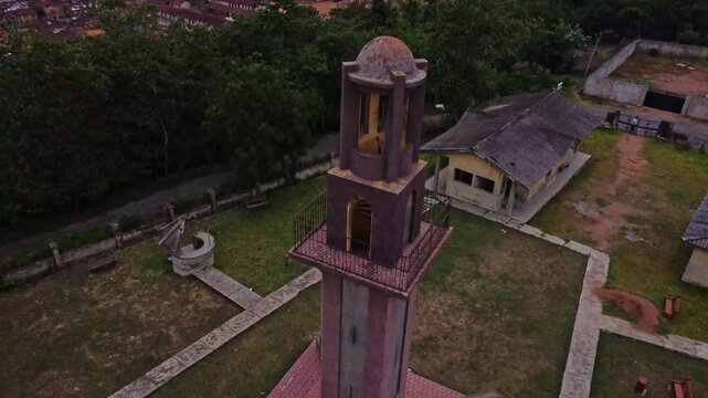 Jib up of Bowers Tower, a historical landmark at the top of the Oke Are hill in Ibadan, Nigeria