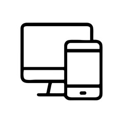 Computer and phone represent responsive design icon illustration element
