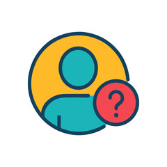 Confused profile icon with question mark icon illustration element