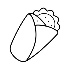 Breakfast Burrito Outline Minimal Style Line Art Vector illustration