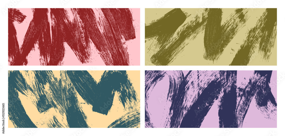 Poster brushstroke textures on banners set. grungy abstract background with brush stroke, rough paintbrush 
