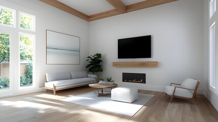 Cozy farmhouse inspired living room with modern decor