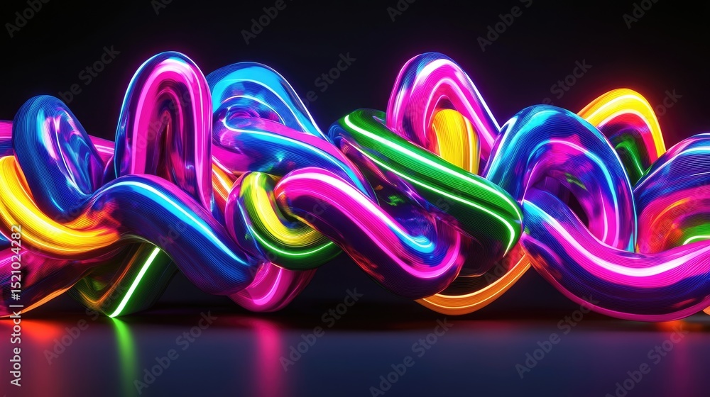 Aufkleber dynamic neon ribbons in motion, abstract tech-inspired background with energy flow