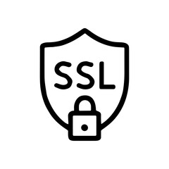 Secured shield with SSL padlock icon illustration element