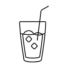 Iced Tea Glass Beverage Icon Sketch Art Line Art Vector illustration
