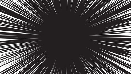 Obraz premium Comic book White radial rays, manga or anime speed lines, zoom and motion effects. Cartoon action background. Pop art style elements. Vector illustration
